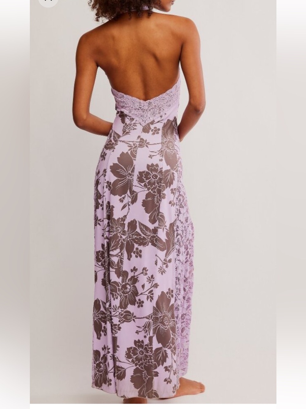 Free People Lavender Floral Lace Halter Slip Dress - Picture 3 of 5